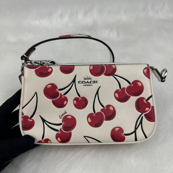 Coach Nolita 19 With Cherry Print Wristlet/Handbag In Leather Chalk CZ012 NWT - Picture 2 of 11
